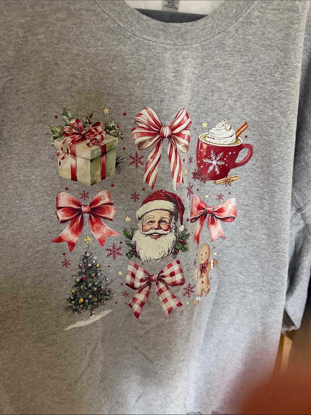 Gildan Gray Holiday Throw with Red & Green Christmas Motifs